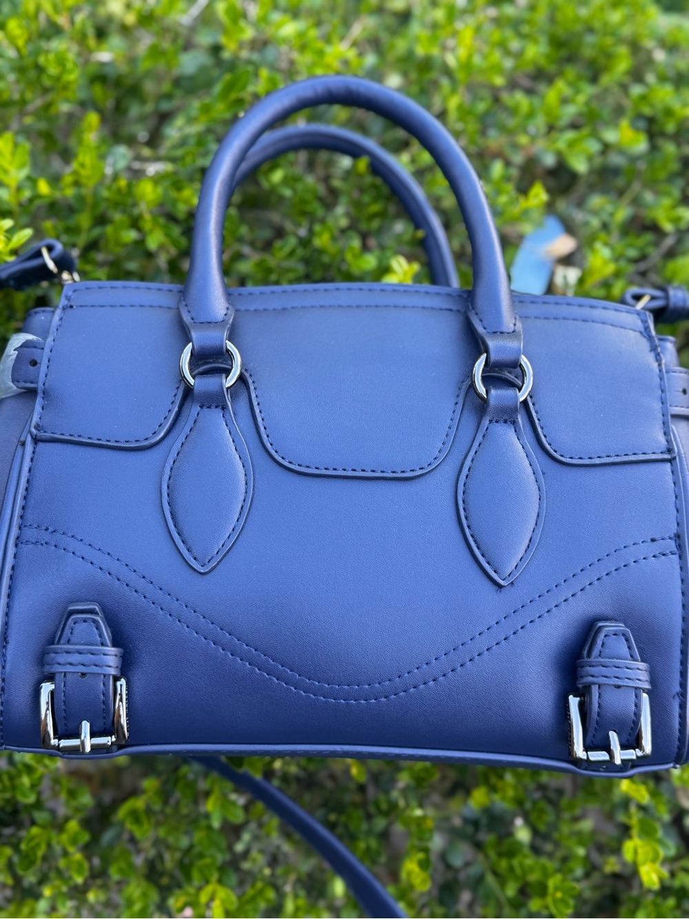 Steve Madden Blue Mini Satchel with Charm Accents - Picture 3 of 3
